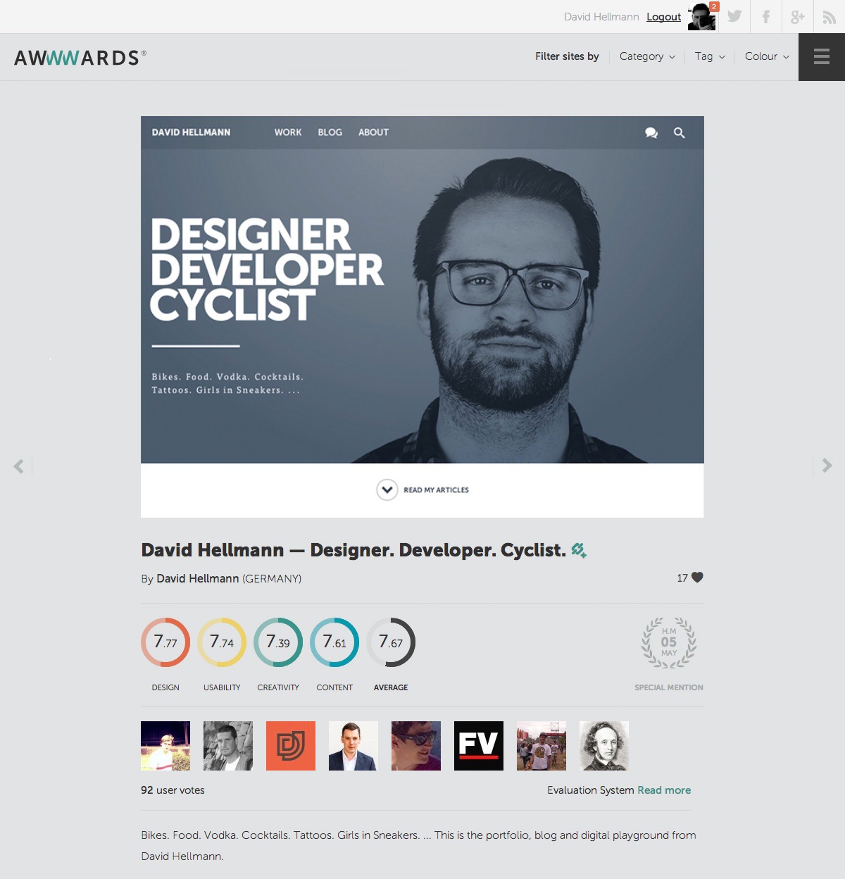 Awwwards honorable
