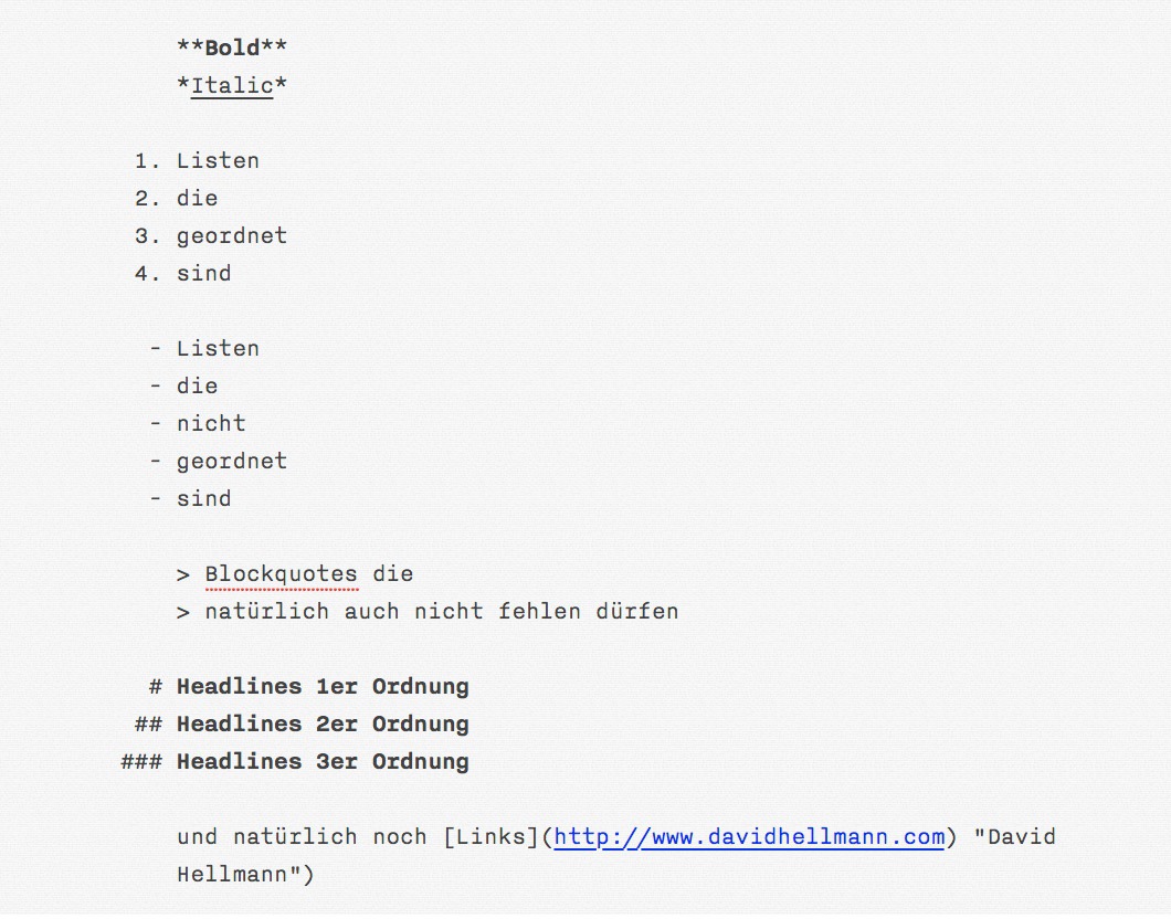Markdown formatierung